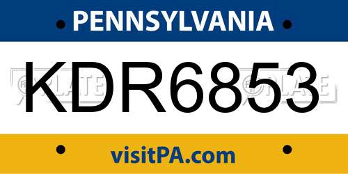 KDR6853 Pennsylvania License Plate
