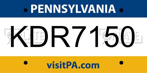 KDR7150 Pennsylvania License Plate