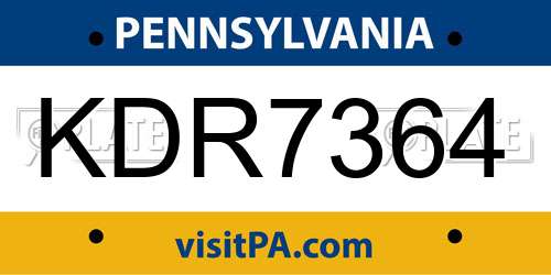 KDR7364 Pennsylvania License Plate
