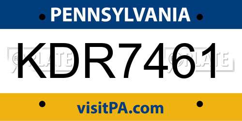 KDR7461 Pennsylvania License Plate