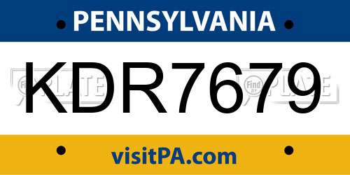 KDR7679 Pennsylvania License Plate