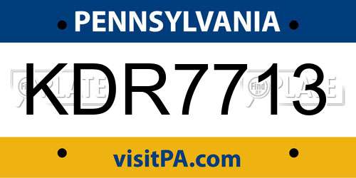 KDR7713 Pennsylvania License Plate
