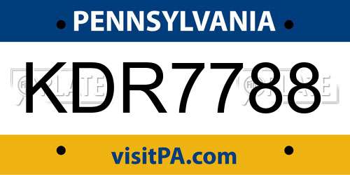 KDR7788 Pennsylvania License Plate