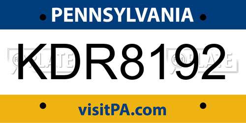 KDR8192 Pennsylvania License Plate