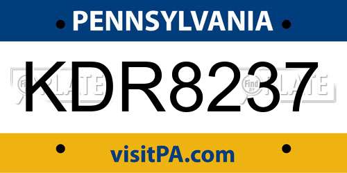 KDR8237 Pennsylvania License Plate