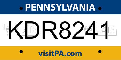 KDR8241 Pennsylvania License Plate