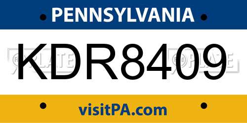 KDR8409 Pennsylvania License Plate