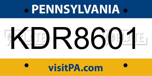KDR8601 Pennsylvania License Plate
