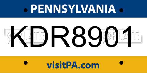 KDR8901 Pennsylvania License Plate
