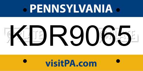 KDR9065 Pennsylvania License Plate