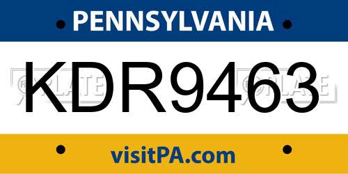 KDR9463 Pennsylvania License Plate