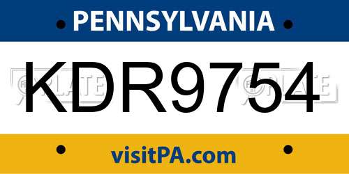 KDR9754 Pennsylvania License Plate