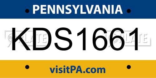 KDS1661 Pennsylvania License Plate