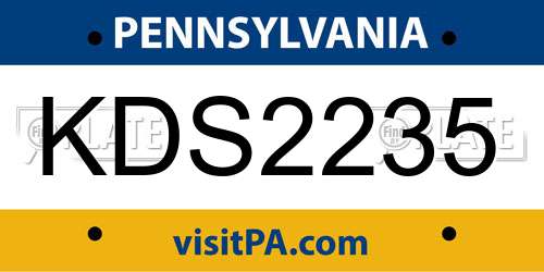 KDS2235 Pennsylvania License Plate