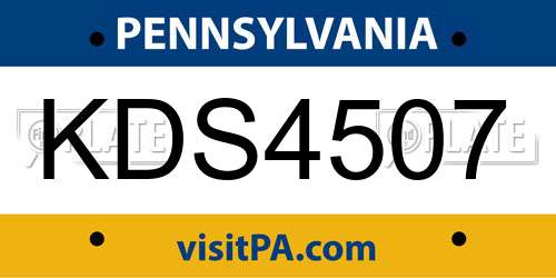 KDS4507 Pennsylvania License Plate