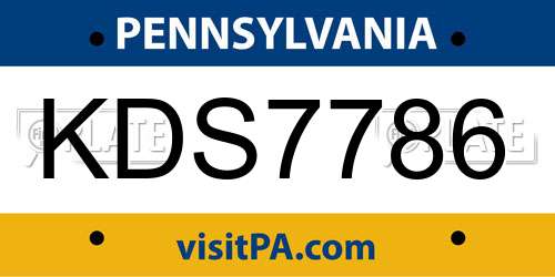 KDS7786 Pennsylvania License Plate