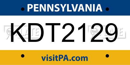 KDT2129 Pennsylvania License Plate