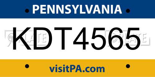 KDT4565 Pennsylvania License Plate