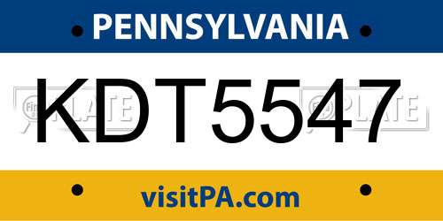 KDT5547 Pennsylvania License Plate
