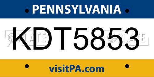 KDT5853 Pennsylvania License Plate