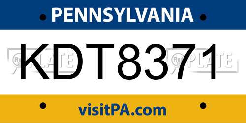 KDT8371 Pennsylvania License Plate