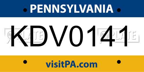 KDV0141 Pennsylvania License Plate