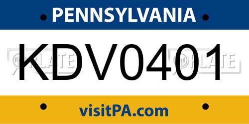 KDV0401 Pennsylvania License Plate