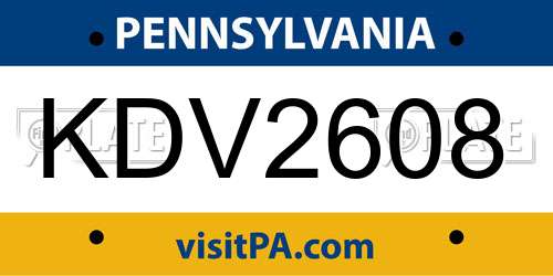 KDV2608 Pennsylvania License Plate