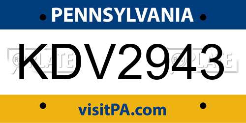 KDV2943 Pennsylvania License Plate