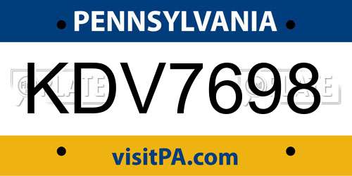 KDV7698 Pennsylvania License Plate