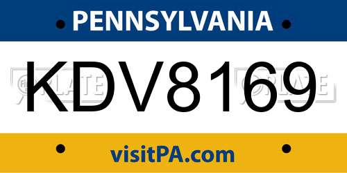 KDV8169 Pennsylvania License Plate