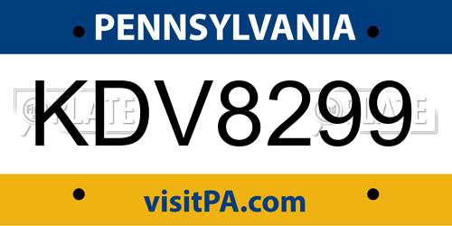 KDV8299 Pennsylvania License Plate