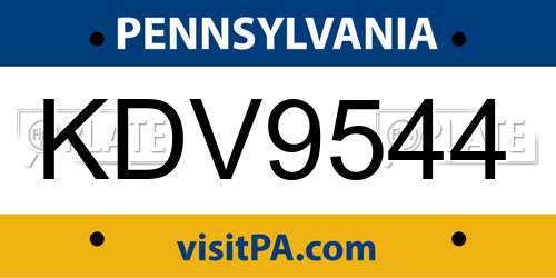 KDV9544 Pennsylvania License Plate