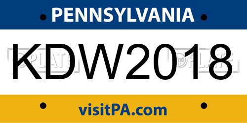 KDW2018 Pennsylvania License Plate