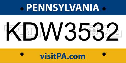 KDW3532 Pennsylvania License Plate