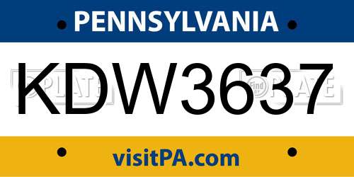 KDW3637 Pennsylvania License Plate