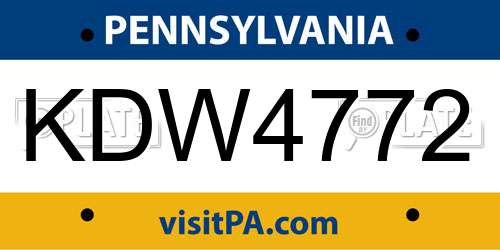 KDW4772 Pennsylvania License Plate