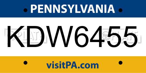 KDW6455 Pennsylvania License Plate