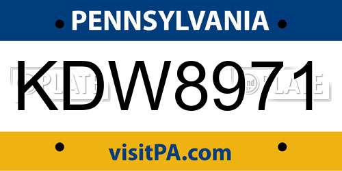 KDW8971 Pennsylvania License Plate