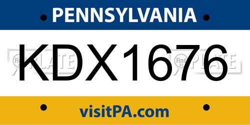 KDX1676 Pennsylvania License Plate