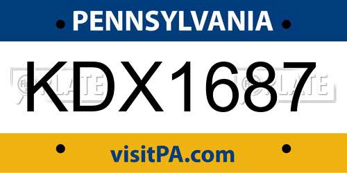 KDX1687 Pennsylvania License Plate