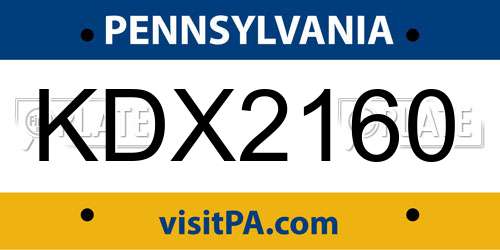 KDX2160 Pennsylvania License Plate
