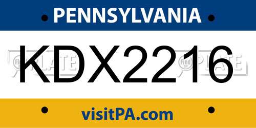 KDX2216 Pennsylvania License Plate