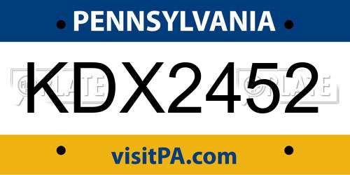 KDX2452 Pennsylvania License Plate