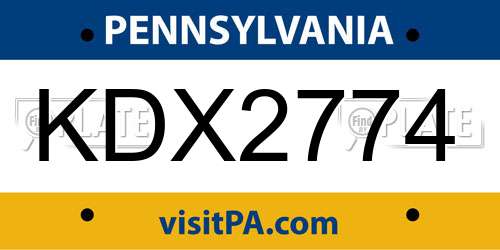 KDX2774 Pennsylvania License Plate