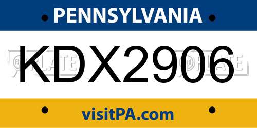 KDX2906 Pennsylvania License Plate