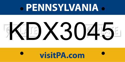 KDX3045 Pennsylvania License Plate