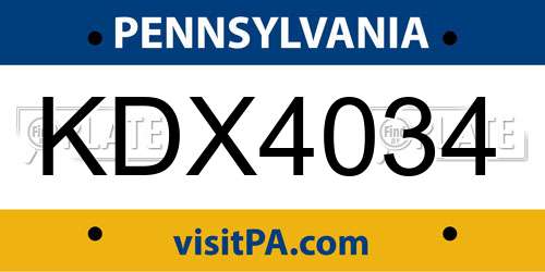 KDX4034 Pennsylvania License Plate