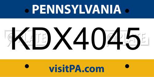 KDX4045 Pennsylvania License Plate