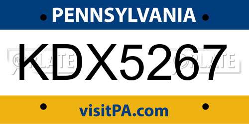 KDX5267 Pennsylvania License Plate